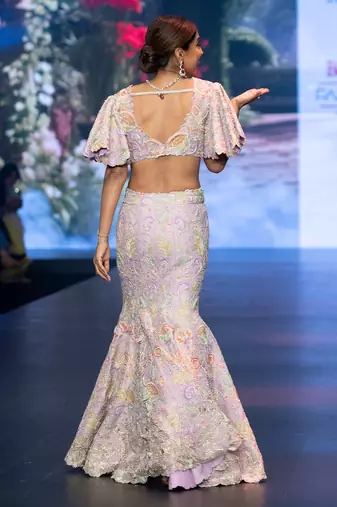 Lavender Embroidered Silk Lehenga Set