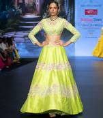 Green Embroidered Silk Lehenga Set