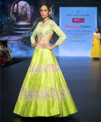 Green Embroidered Silk Lehenga Set 2