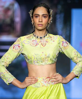 Green Embroidered Silk Lehenga Set 3