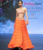 Orange Embroidered Silk Lehenga Set