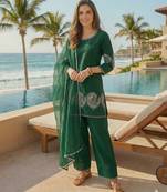 green crepe suit with sequin embroidery work