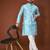 Blue jecquard silk straight kurta with koti & payjama