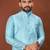 Blue jecquard silk straight kurta with koti & payjama