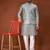 Grey jecquard silk straight kurta with koti & payjama
