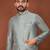 Grey jecquard silk straight kurta with koti & payjama