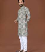 Mehendi lucknowi silk straight kurta