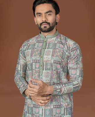 Mehendi lucknowi silk straight kurta 2