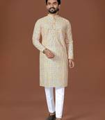 Multi lucknowi silk straight kurta