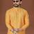 Yellow lucknowi silk straight kurta