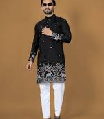 Black embroidery silk straight kurta