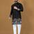 Black embroidery silk straight kurta