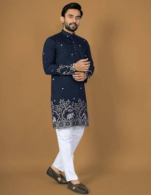 D green embroidery silk straight kurta 1