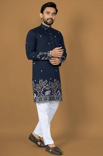 D green embroidery silk straight kurta