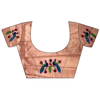 light orange tissue peacock & floral motifs mina zari weaving paithani saree 5