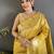 yellow tissue peacock & floral motifs mina zari weaving paithani saree
