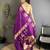 purple soft silk blend mofits zari weaving banarasi saree with unique border