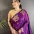 purple soft silk blend mofits zari weaving banarasi saree with unique border