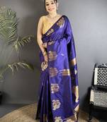 violet soft silk blend mofits zari weaving banarasi saree with unique border