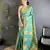 sea green soft silk blend mofits zari weaving banarasi saree with unique border