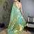 sea green soft silk blend mofits zari weaving banarasi saree with unique border