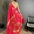 crimson red soft silk blend mofits zari weaving banarasi saree with unique border