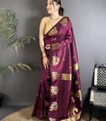 magenta soft silk blend mofits zari weaving banarasi saree with unique border