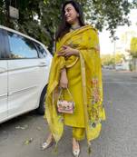 Lemon embroidered chanderi trendy salwar kameez