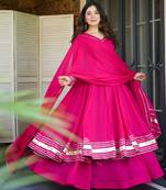 Hot pink georgette palazzo set for women – gotta patti work