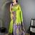 green soft silk blend intricate motifs zari weaving banarasi saree with contrast weaving border