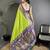 green soft silk blend intricate motifs zari weaving banarasi saree with contrast weaving border