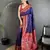 royal blue soft silk blend intricate motifs zari weaving banarasi saree with contrast weaving border