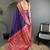 royal blue soft silk blend intricate motifs zari weaving banarasi saree with contrast weaving border