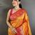 orange soft silk blend intricate motifs zari weaving banarasi saree with contrast weaving border