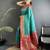 teal blue soft silk blend intricate motifs zari weaving banarasi saree with contrast weaving border