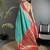 teal blue soft silk blend intricate motifs zari weaving banarasi saree with contrast weaving border
