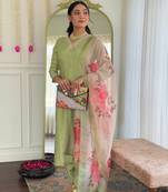 Rayon pista color embroidered trendy salwar kameez