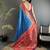 blue soft silk blend intricate motifs zari weaving banarasi saree with contrast weaving border