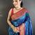 blue soft silk blend intricate motifs zari weaving banarasi saree with contrast weaving border