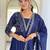 Navy blue embroidered vichitra silk reception salwar kameez