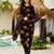 Black silk blend floral printed kurta pant set with dupatta for festive wear