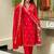 Red embroidered chanderi silk trendy straight salwar kameez