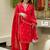 Red embroidered chanderi silk trendy straight salwar kameez