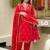 Red embroidered chanderi silk trendy straight salwar kameez