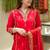 Red embroidered chanderi silk trendy straight salwar kameez