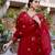 Embroidered chanderi silk in red salwar kameez