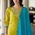 Viscose chanderi green and mustard embroidered trendy salwar kameez