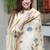 Women cream floral print embroidered a-line chanderi viscose kurta set with dupatta