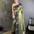 olive green soft silk blend intricate rose gold zari weaving dharmavaram saree
