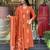 Orange printed with embroidered cotton salwar kameez